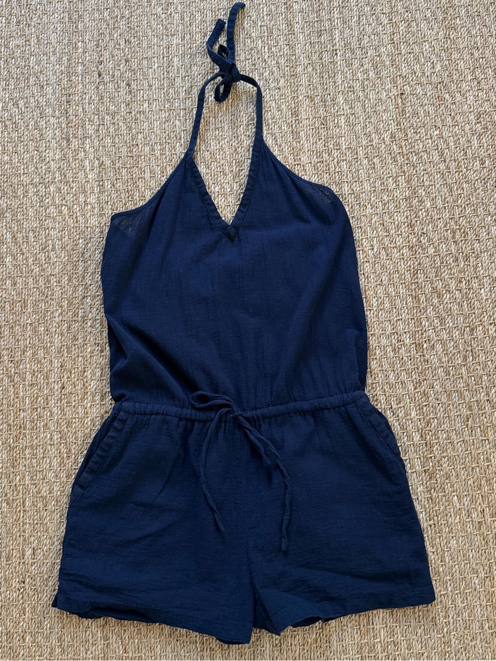 J. Crew Navy Halter Romper